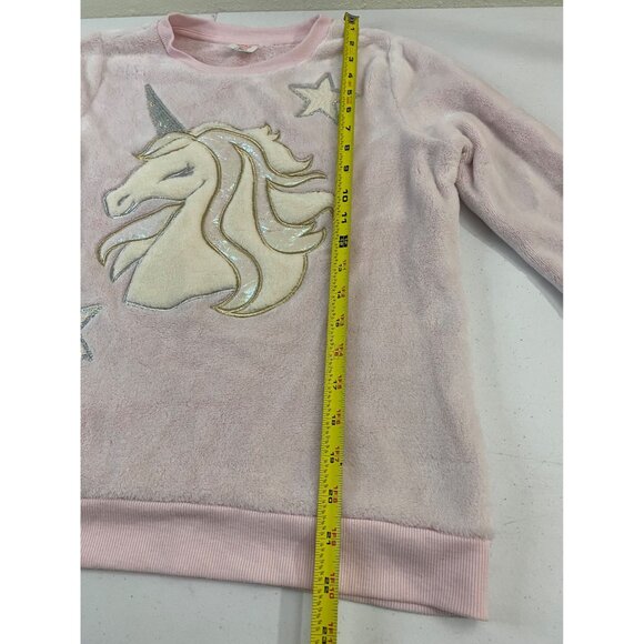 Wonder Nation Girls Pink Plush Long-Sleeve Unicorn Sweatshirt L 10-12 Plus - Picture 9 of 10